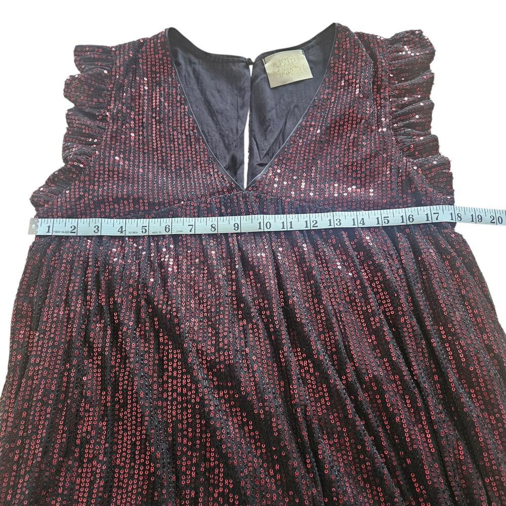 Women's Judith March Mini Red Sequins Ruffle Sleeveless Dress V-Neck Black M - Picture 9 of 10